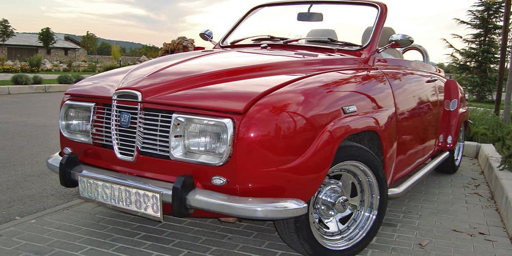Phot of Red Vintage Saab